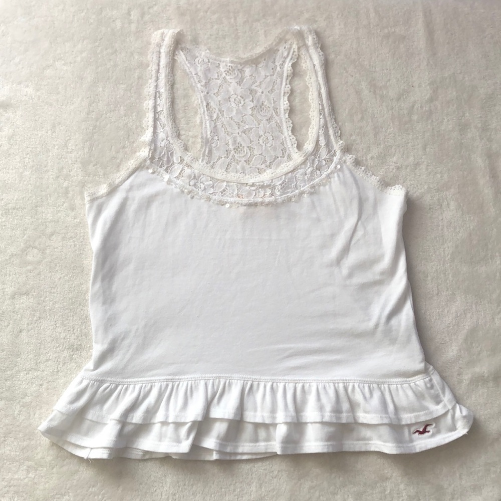 Hollister ruffled racer back tank
